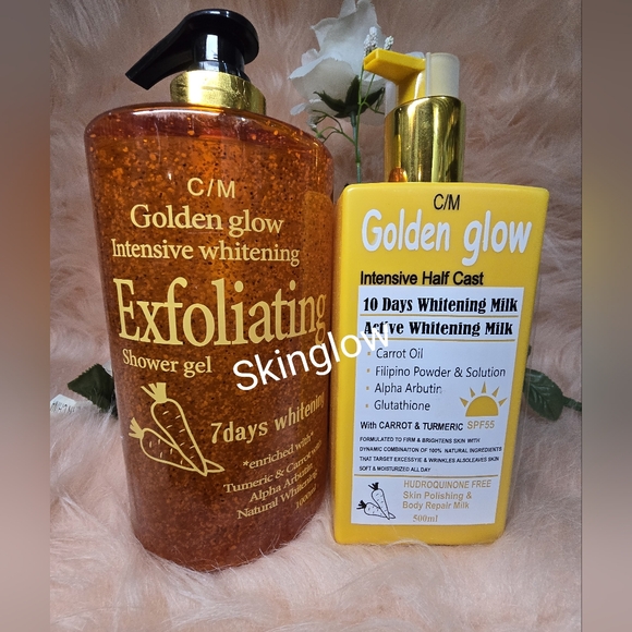 Golden Glow Half Cast Body Milk 500ml Lotion + 1000ml exfoliating shower… - Picture 1 of 3